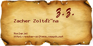 Zacher Zoltána névjegykártya